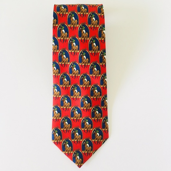 🎏HP🎏 SILK TIE MICHELSONS TONES OF RED NAVY BLUE - Picture 4 of 5